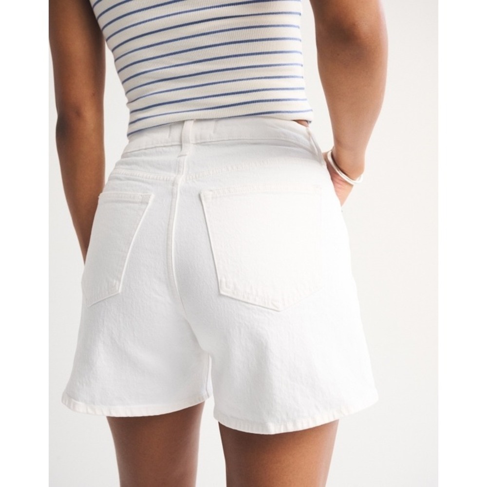 Abercrombie & Fitch The Dad Short Curve Love High Rise 32 White Womens - Picture 3 of 8